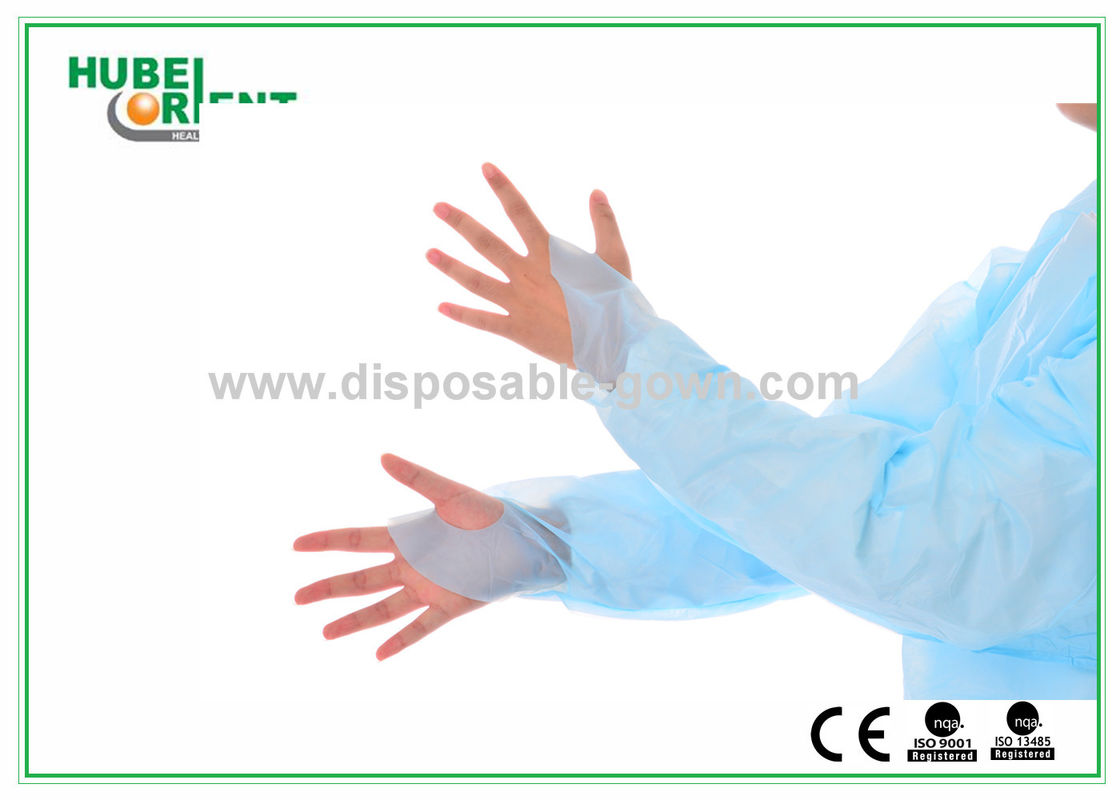 Disposable Medical CPE Isolation Gown With Thumb Cuff