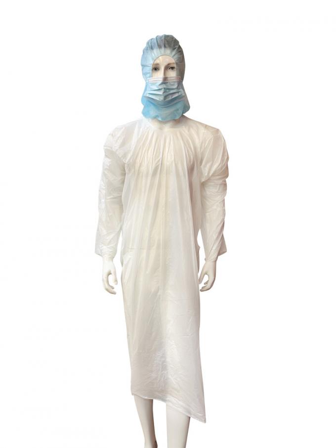 Machine Made Waterproof Long Sleeves Disposable PE Work Gown With Roll ...