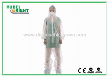 Acid Resistant White Disposable Coveralls Work Protective Clothing With Hood For Prevent Pollution
