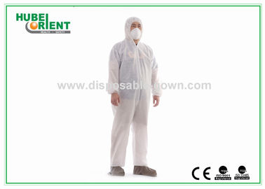 White Protective Disposable Coveralls With Both Hood And Feetcover For Protect Body From Pollution