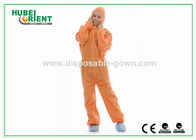 SMS Protective Orange Disposable Coveralls/Disposable Hazmat Suits For Laboratory/Factory