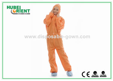 SMS Protective Orange Disposable Coveralls/Disposable Hazmat Suits For Laboratory/Factory