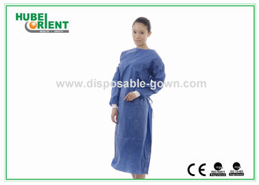 Hospital Level3 Disposable SMS Surgical Gown Dark Blue With Knitted Wrist