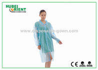 Knitted Collar Protective Disposable Lab Coats Small Splash Proof With Snaps Closure