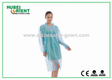 Knitted Collar Protective Disposable Lab Coats Small Splash Proof With Snaps Closure