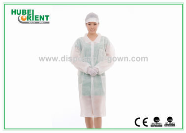 Soft Fluid Resistant Disposable Use Protective Lab Coat With Zip for factory/laboratory/food industry