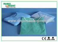 Light Blue Breathable Disposable Use Protctive Isolation Gowns With Knitted Wrist