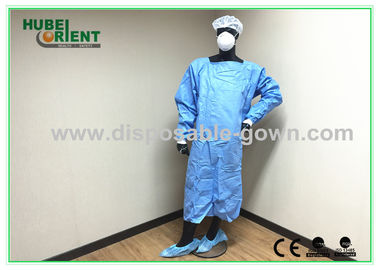 Blood Proof Blue Disposable Dental Gowns/Tyvek Protective Clothing with knitted wrist