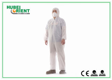 Type 5 / 6 Hooded MP / SMS Disposable Coverall For Laboratory / Workshop