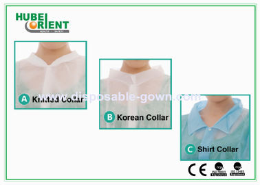 Knitted Collar Protective Disposable Lab Coats Small Splash Proof With Snaps Closure