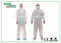 Nonwoven White Disposable Overalls PP / SMS / PP + PE Protective Coverall With Hood