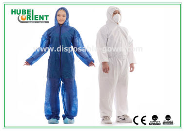 Approved ISO/CE Hooded Disposable Protective Coverall With Elastic Wrist / Ankle / Waist