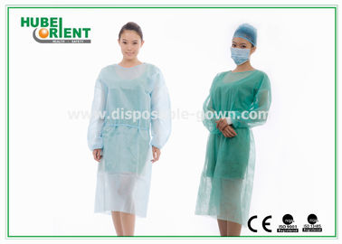 Medical Protective Clothing / Blue Yellow Surgical PP+PE Isolation Gown With Elastic Wrist For Clinic