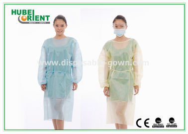 Medical Protective Clothing / Blue Yellow Surgical PP+PE Isolation Gown With Elastic Wrist For Clinic