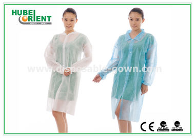 With Shirt Collar Knitted Cuff Disposable Lab Coats Made By Breathable Non Woven For Prevent dust