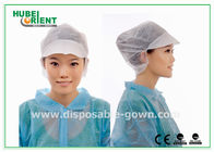 Non Woven White Snood Disposable Head Cap With Peak / Hairnet with Size  Customized