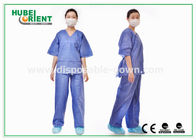 Blue SMS Disposable Protective Pajamas Kits For Doctor / Patient , Size  And Weight Customized