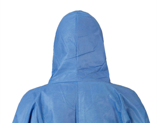 Type5/6 Dark Blue Disposable SMS Chemical Protective Coverall Breathable With Hood