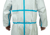 Hospital EN14126 Type4/5/6 Disposable MP Chemical Coverall With Blue Tape