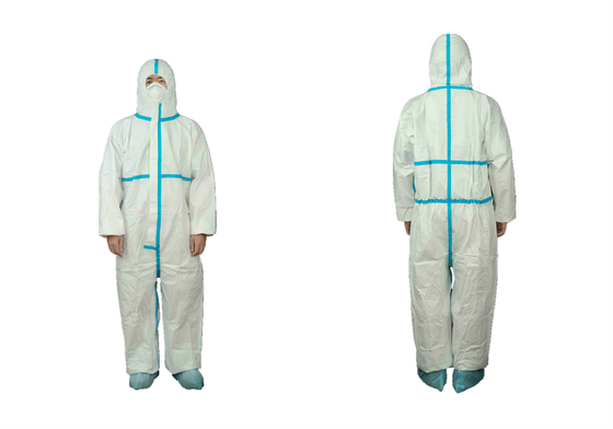 Type 4B/5B/6B Microporous Biosafety Medical Protective Coverall With Blue Taped Seam