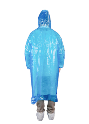 Waterproof Disposable Transparent PE Plastic Raincoat With Long Sleeves And Hood