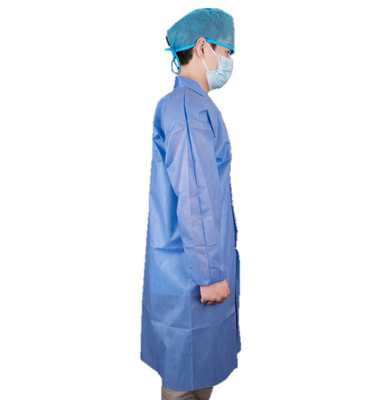 Doctor Nurse Medical SMS Lab Coat With Snaps Closure Shirt Collar For Hospital