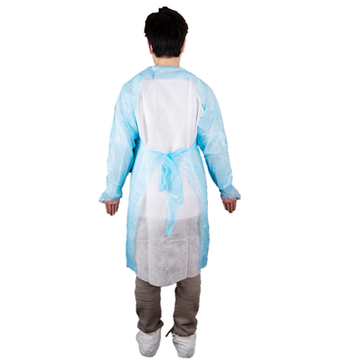 Medical Disposable CPE Isolation CPE Gown With Apron Style Neck And Thumb Cuffs