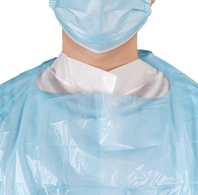 Medical Disposable CPE Isolation CPE Gown With Apron Style Neck And Thumb Cuffs