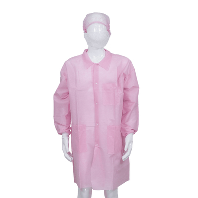 PP / SMS / MP / Tyvek Anti Dust Disposable Lab Coat Snaps / Velcros / Zip Closure