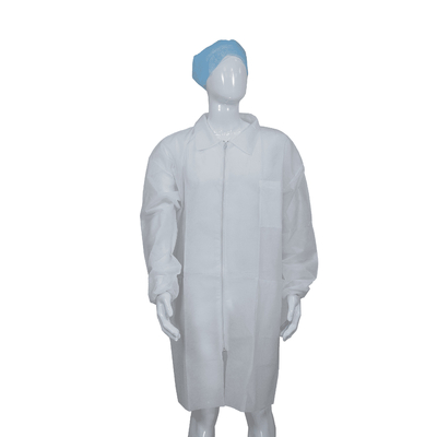 PP / SMS / MP / Tyvek Anti Dust Disposable Lab Coat Snaps / Velcros / Zip Closure