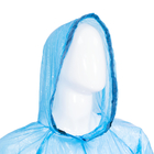 CE / ISO Blue / White Disposable Waterproof PE Plastic Rain Coat With Hood