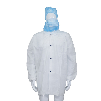 Adult Size Disposable Non Woven/SMS/Tyvek Lab Coats With Snaps Closure