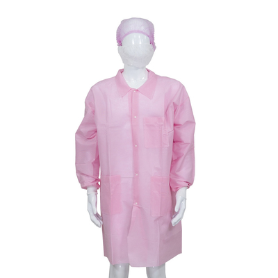 Adult Size Disposable Non Woven/SMS/Tyvek Lab Coats With Snaps Closure