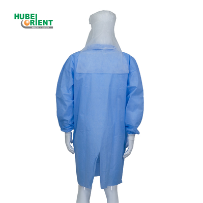 Blue / White PP / SMS / Microporous / Tyvek Disposable Lab Coat With Snaps Closure