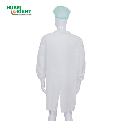 Blue / White PP / SMS / Microporous / Tyvek Disposable Lab Coat With Snaps Closure