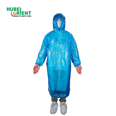 Camping Climbing Disposable Hooded PE Plastic Raincoat Waterproof Lightweight