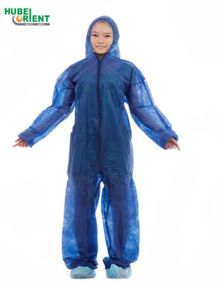 CE Approved Waterproof Anti-bacterial Disposable use Coverall With Hood And Feetcove