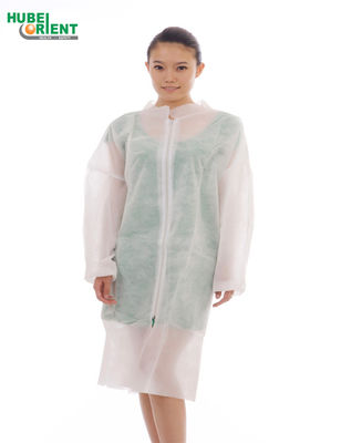 Disposable 35G/M2 PP Nonwoven Medical Lab Coat With Zipper