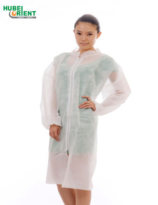 Disposable 35G/M2 PP Nonwoven Medical Lab Coat With Zipper