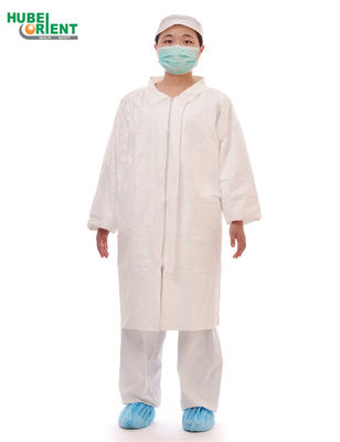 Medical Protective Disposable Tyvek Lab Coat With Zipper And Elastic Cuffs for factory use