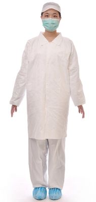 Medical Protective Disposable Tyvek Lab Coat With Zipper And Elastic Cuffs for factory use