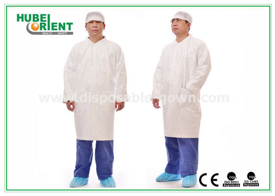 CE Breathable Tyvek Disposable Lab Coats With Elastic Wrist