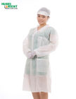 Knitted Cuff Long Sleeves Disposable Medical Coat 55G/M2 With Shirt Collar