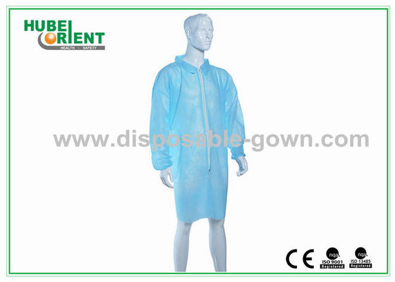 55gsm Nonwoven Disposable Lab Coat With Zip Closure