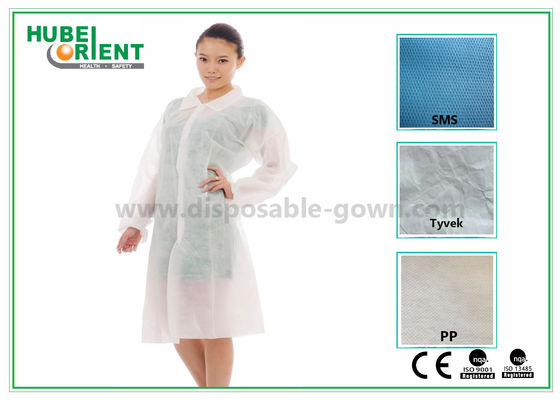 CE MDR Oil And Dust Prevention Single Use Lab Coat With Snaps