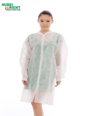 OEM Knitted Collar Disposable 25gsm Non Woven Lab Coat