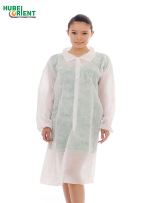 OEM Knitted Collar Disposable 25gsm Non Woven Lab Coat