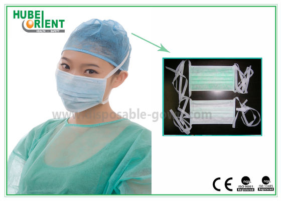 Breathable Disposable 58gsm 3 Ply Nonwoven Tie On Face Mask