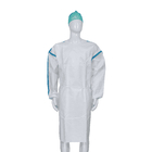 Elastic Or Knitted Wrist SMS/PP+PE Disposable Medical Isolation Gown with blue tape