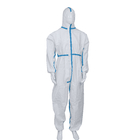 Disposable Use Protective Blue Tape Hooded Coverall With Elastic Wrist / Ankle / Waist